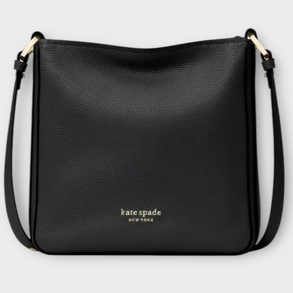 kate spade Black Pebbled Leather Crossbody Bag with Gold Logo